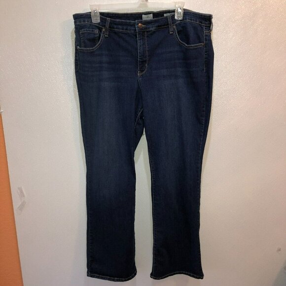Wonderly Womens Size 20 W Dark Wash Blue Stretch Mid Rise Boot Cut Denim Jeans - Picture 4 of 10